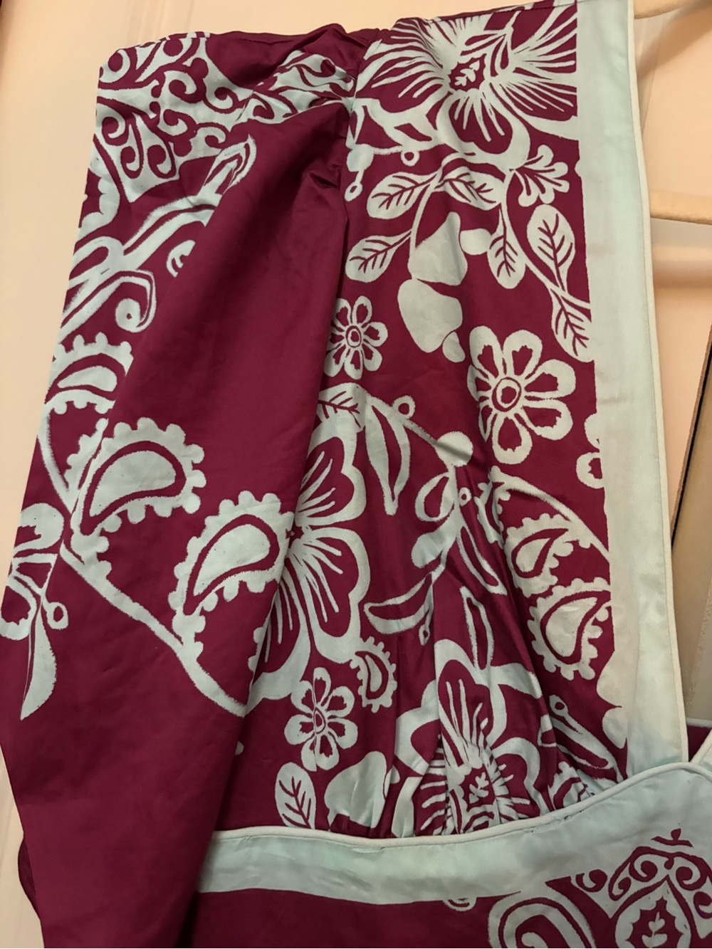 FARM Rio X Anthropologie Burgundy and Blue V-Neck Puff-Sleeve Midi/Maxi Dress - Picture 12 of 16